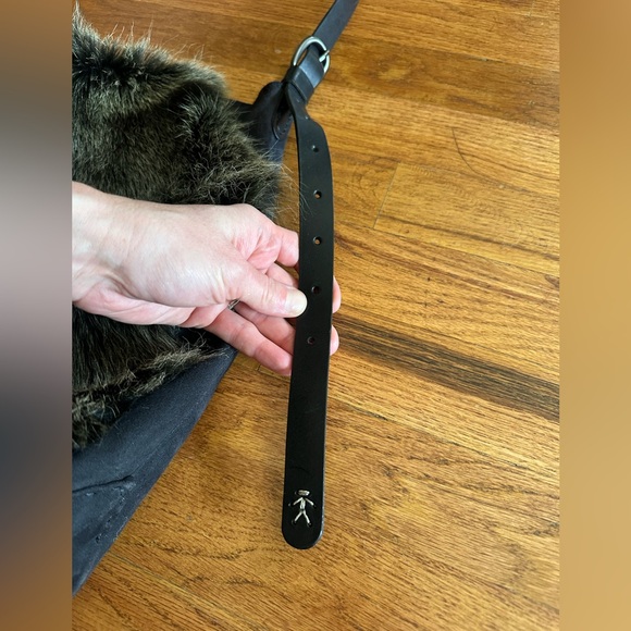 Henry Beguelin Designer Suede Leather Real Fur Crossbody Bag Western Italian - Picture 6 of 13